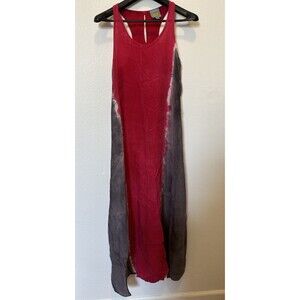 C&C California Tie Dye Maxi Dress Racerback Lined Burgundy XS Festival Summer